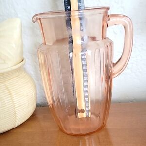 VTG Depression Glass Pink Ribbed Pitcher.....EUC